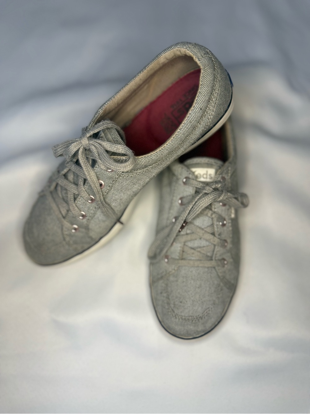 Keds Women's Gray Canvas Lace-Up Sneakers size 7.5